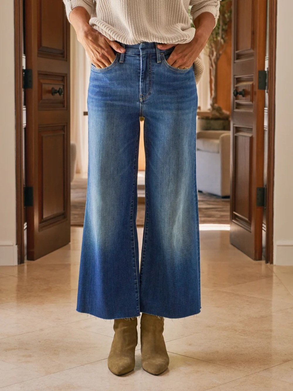 Frank & Eileen Galway Wide-Leg Jeans in Medium Blue Wash 30